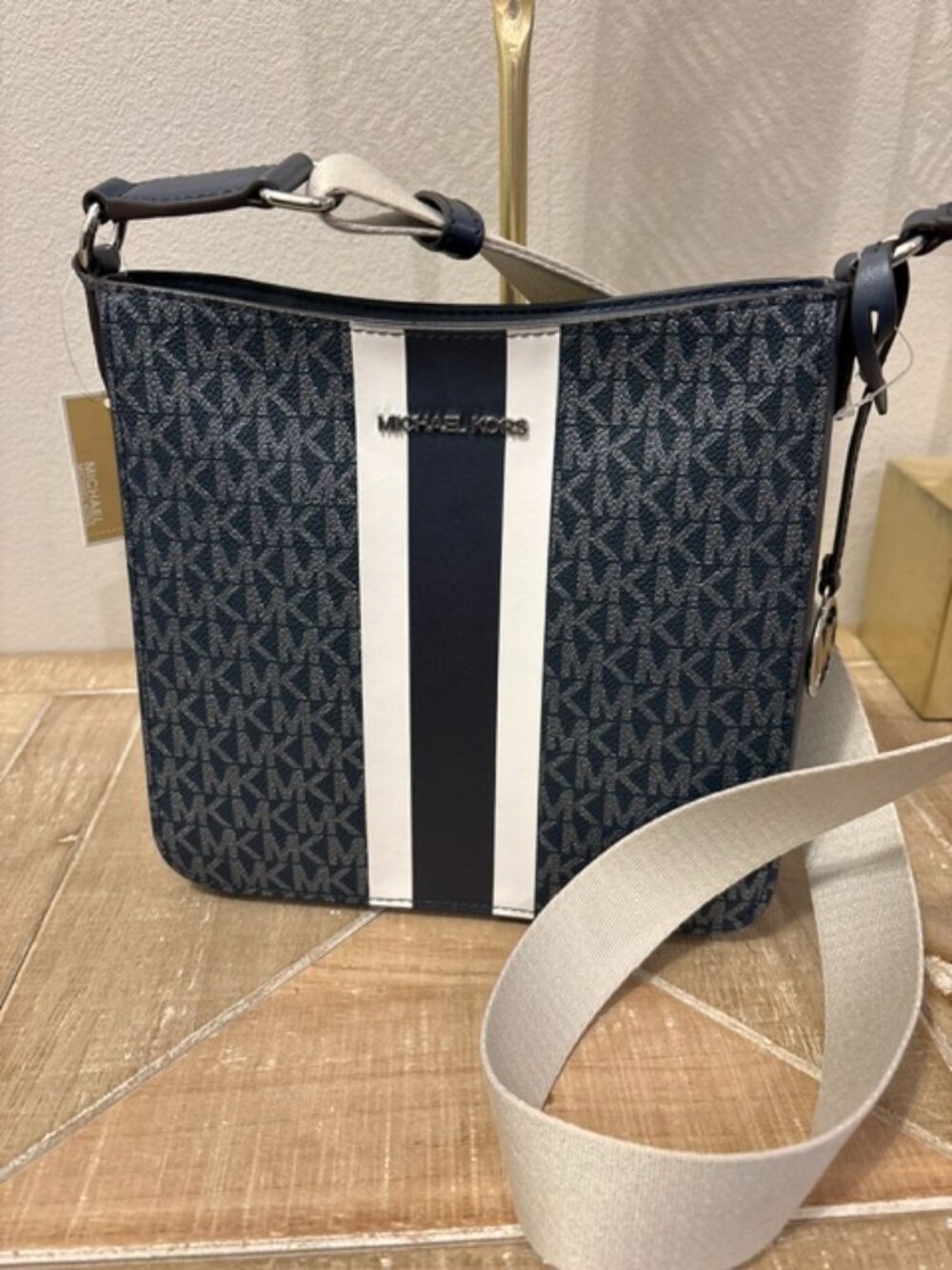 NEW Jet Set Small Signature Logo Stripe Crossbody Bag - Michael Kors